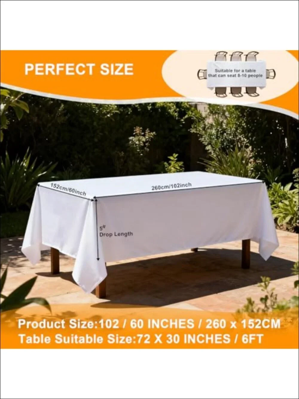 10 Pack 60x102In Rectangle Polyester Table Cloths Stain Resistant